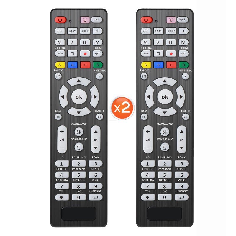 AZMKIMI 2 PCS Universal TV Remote Control with Light-Up-Button Compatible with LG, Samsung, Philips, Panasonic, Sharp TCL, Vizio, Sony, Sanyo, Toshiba, Insignia, Hisense, JVC, RCA Brands LCD LED 3D TV Remote - Image 1
